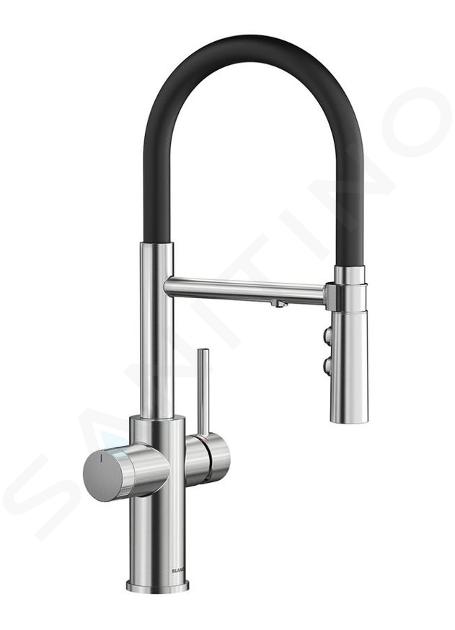 Blanco Catris S - Mitigeur d’évier avec fonction filtrante et bras flexible, chrome/noir 526706