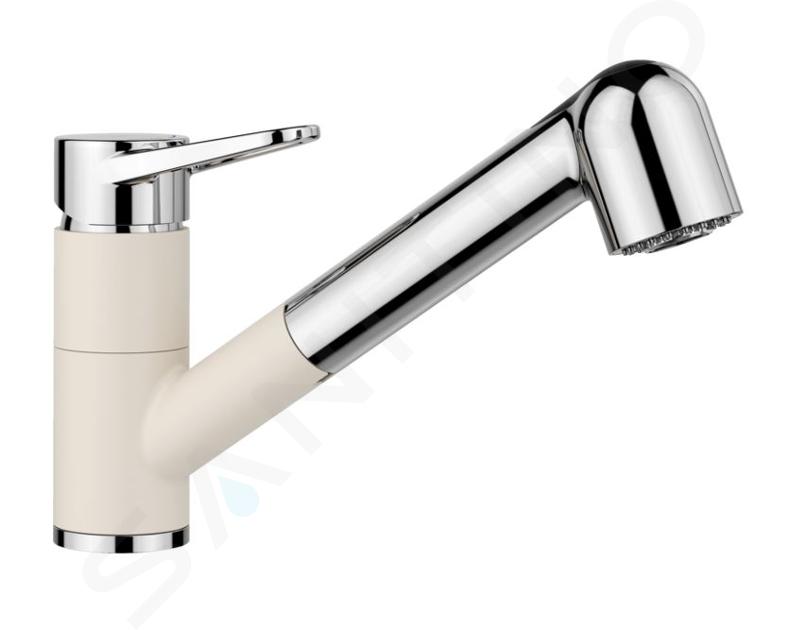 Blanco Wega S - Mitigeur d'évier avec douchette extractible, blanc doux/chrome 526982