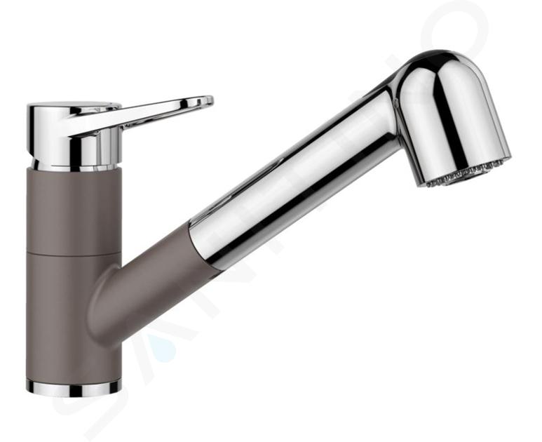 Blanco Wega S - Mitigeur d'évier avec douchette extractible, gris/chrome 526983