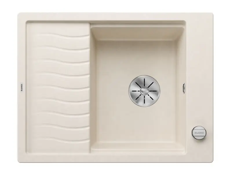 Blanco Elon 45 - Silgranitspüle, 65x50 cm, mit Ablaufsystembedienung und Zubehör, InFino, soft weiß 527068