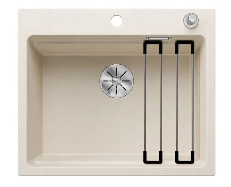 Blanco Etagon 6 - Fregadero de silgranite, 60x51 cm, con control de desagüe y accesorios, InFino, blanco suave 527077