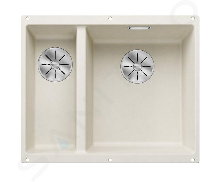 Blanco Subline 340/160 - Silgranit spoelbak, 56x46 cm, spoelbak rechts, InFino, zacht wit 527163