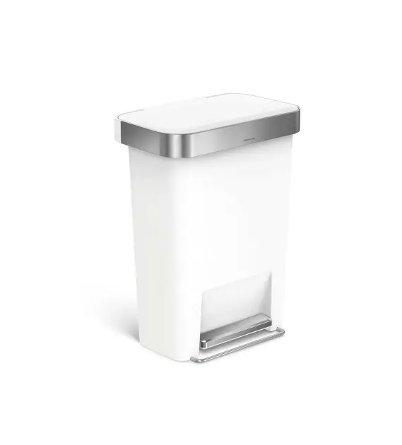 Simplehuman Koše - Odpadkový koš 45 l, s kapsou na sáčky, nerez/bílá CW1387CB