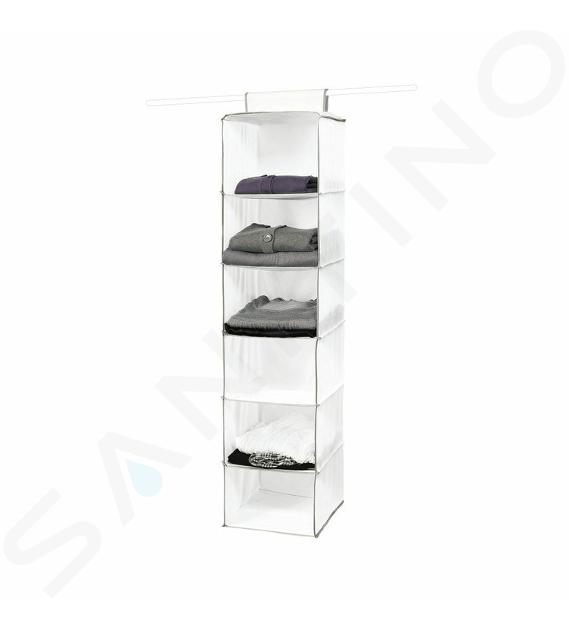 Compactor Organizácia šatníku - Závesný organizér 30x30x128 cm, 6 priehradiek, biela RAN1527