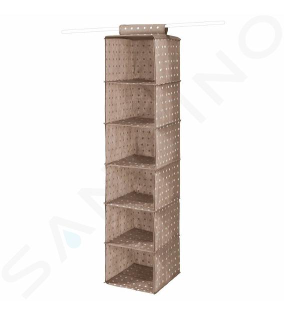 Compactor Organizácia šatníku - Závesný organizér 30x30x128 cm, 6 priehradiek, hnedá RAN4381B