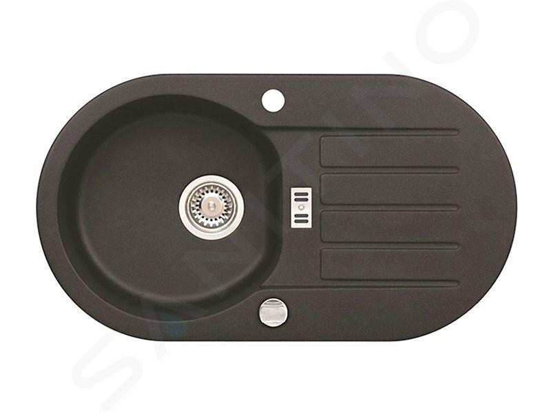 Alveus Niagara - Lavello in granito, 78x44 cm, con comando remoto dello scarico, carbon 1076860
