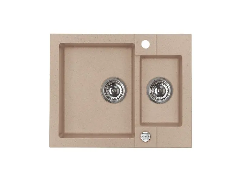 Alveus Rock - Granieten spoelbak, 60x48 cm, met afvoerbediening, beige 1090959