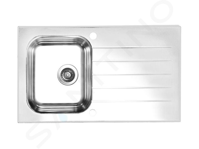 Alveus Glassix - Spoelbak, 86x50 cm, met afvoerbediening, wit glas/rvs 1099462