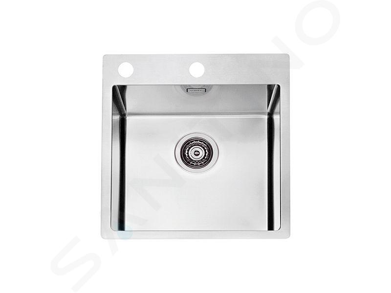 Alveus Pure - Spoelbak, 47x53 cm, met afvoerbediening, rvs 1103608