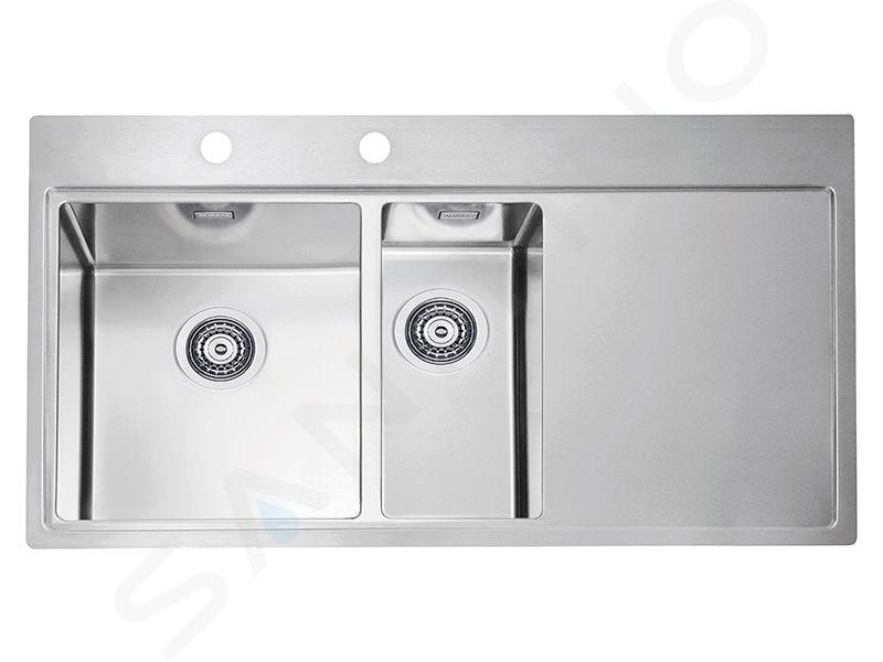 Alveus Pure - Évier 980x525 mm, avec commande du vidage, bac à gauche, inox 1103654