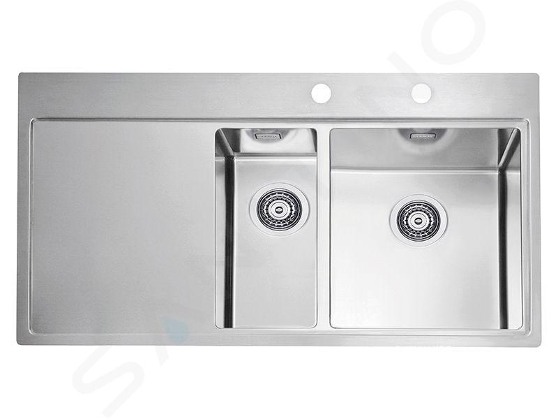 Alveus Pure - Évier 980x525 mm, avec commande du vidage, bac à droite, inox 1103655