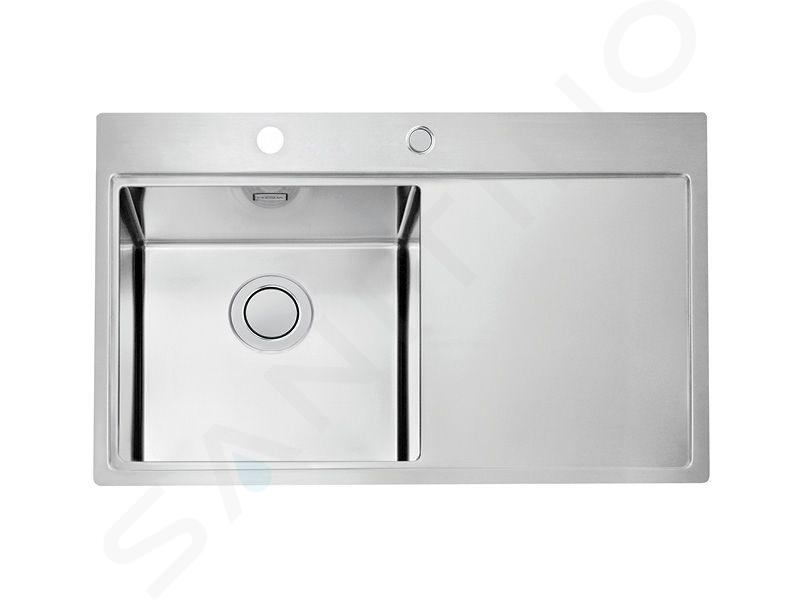 Alveus Pure Up - Évier 790x525 mm, avec commande du vidage, bac à gauche, inox 1123789