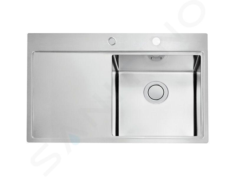 Alveus Pure Up - Évier 79x53 cm, avec commande du vidage, bac à droite, inox 1123790