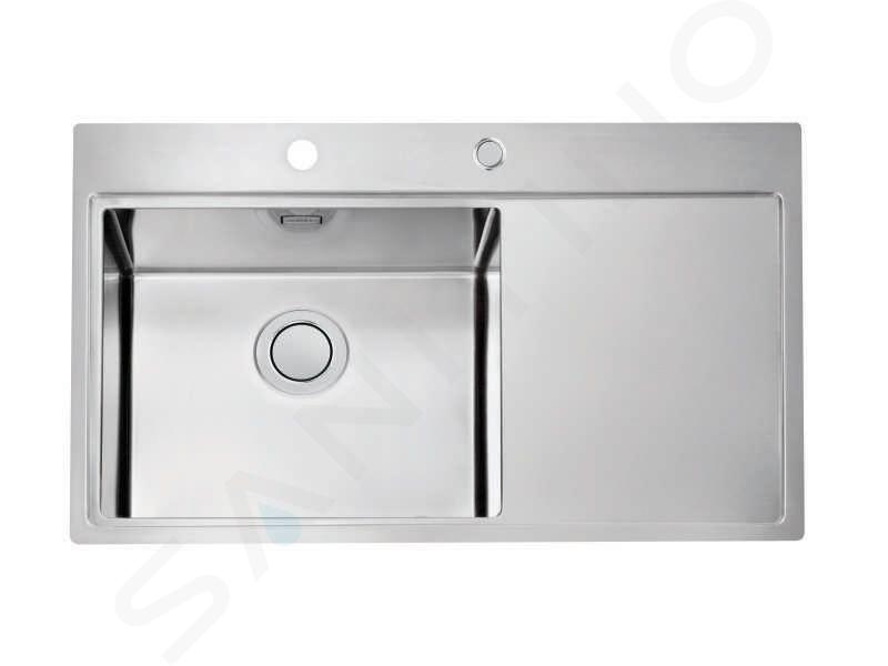 Alveus Pure Up - Dřez 860x525 mm, s ovládáním odtoku, levý, nerez 1123791