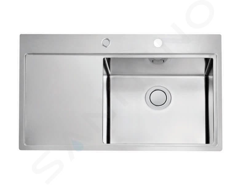 Alveus Pure Up - Mosogató 860x525 mm, lefolyószabályzóval, jobb kézre, rozsdamentes acélból készült 1123792