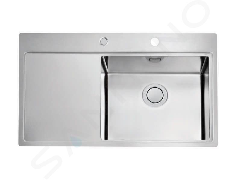 Alveus Pure Up - Fregadero, 860x525 mm, con control de desagüe, acero inoxidable, seno a la derecha 1123792