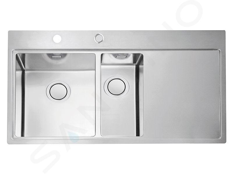 Alveus Pure Up - Évier 980x525 mm, avec commande du vidage, bac à gauche, inox 1123793