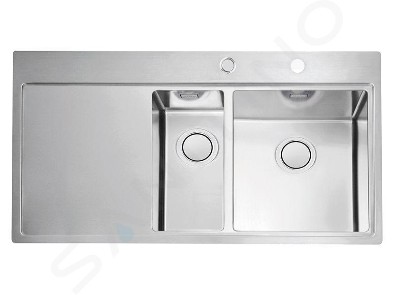 Alveus Pure Up - Fregadero, 980x525 mm, con control de desagüe, acero inoxidable, seno a la derecha 1123794