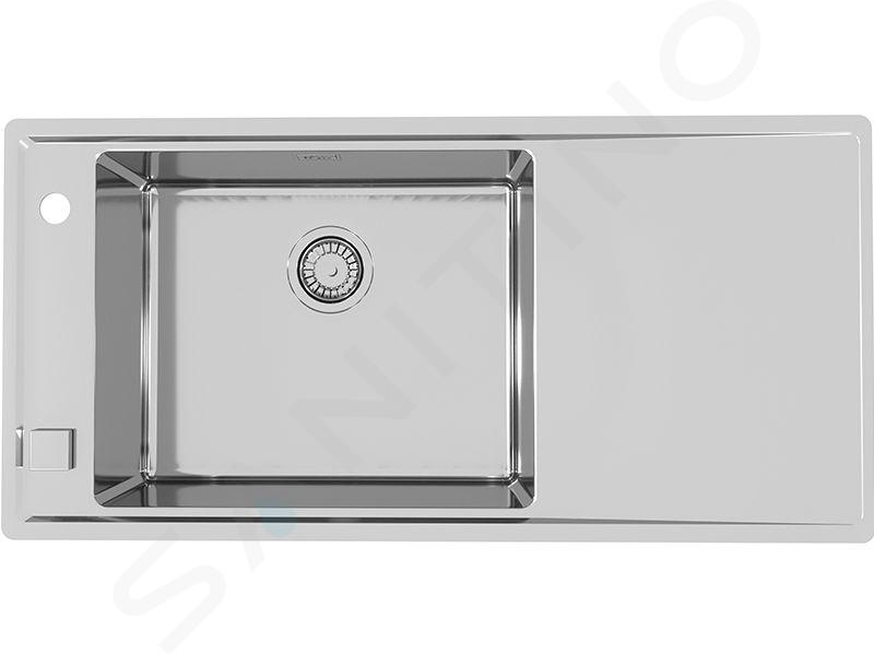 Alveus Stricto - Chiuvetă, 980x472 mm, cu control scurgere, pe stânga, oțel inoxidabil 1124373