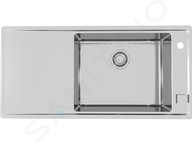 Alveus Stricto - Spoelbak, 98x47 cm, met afvoerbediening, rechts, rvs 1124375