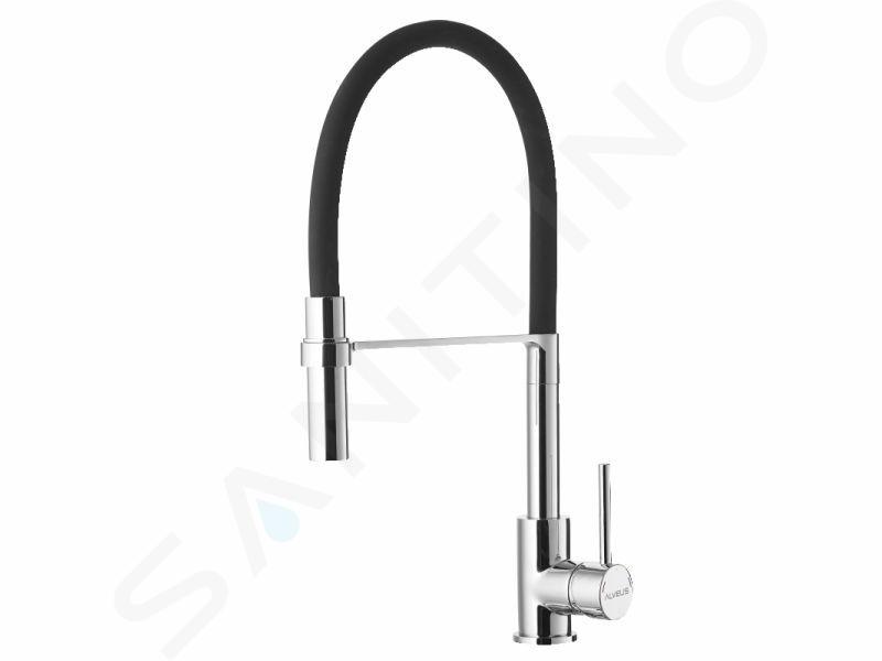 Alveus Grifería - Grifo de fregadero con brazo flexible, cromo/negro 1129024