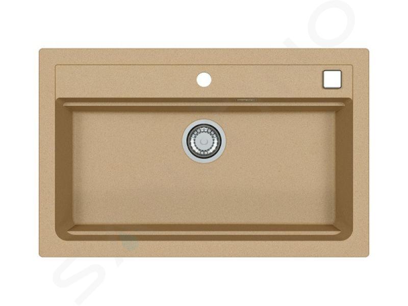 Alveus Atrox - Fregadero de granito 790x500 mm, con control de desagüe, beige 1140445