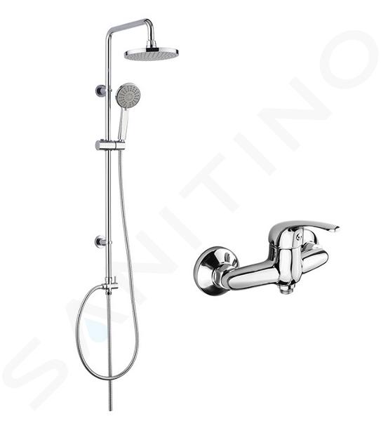 Mereo Lila - Sprchový set s batériou, rozstup 10 cm, priemer 20 cm, 3 prúdy, chróm CBEE609A