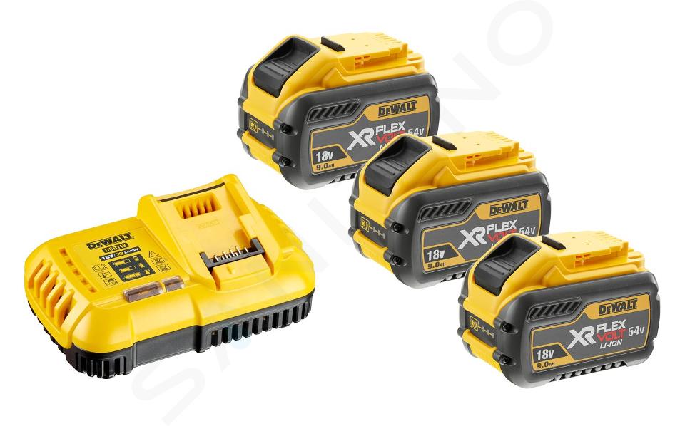 DeWALT Toebehoren - Set met 8A oplader en 3x 18/54 V XR FLEXVOLT 9,0 Ah accu DCB118X3