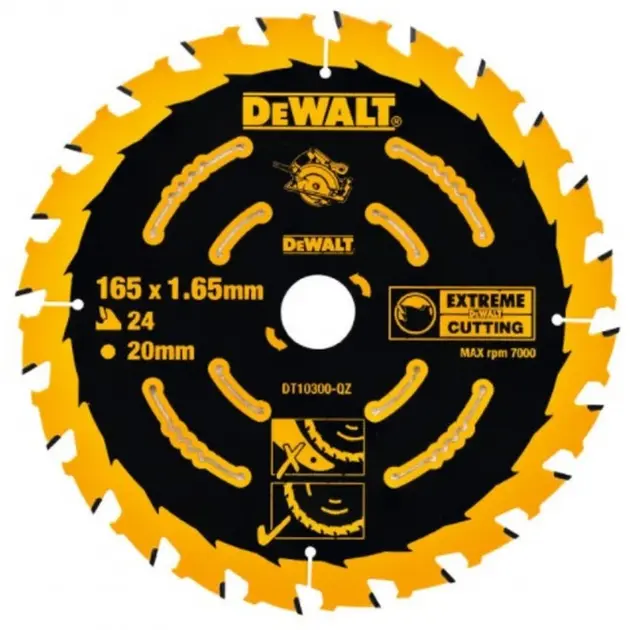 DeWALT Utrustning och tillbehör - Sågblad 165x20 mm, 24 tänder DT10300