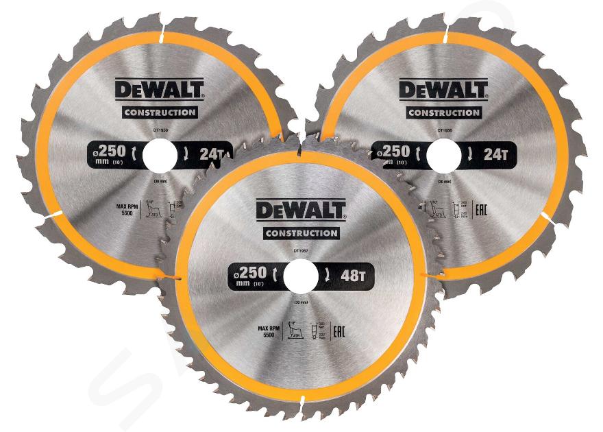 DeWALT Accesorii - Set de 3 bucăți disc de fierăstrău pentru lemn 250x30 mm DT1963