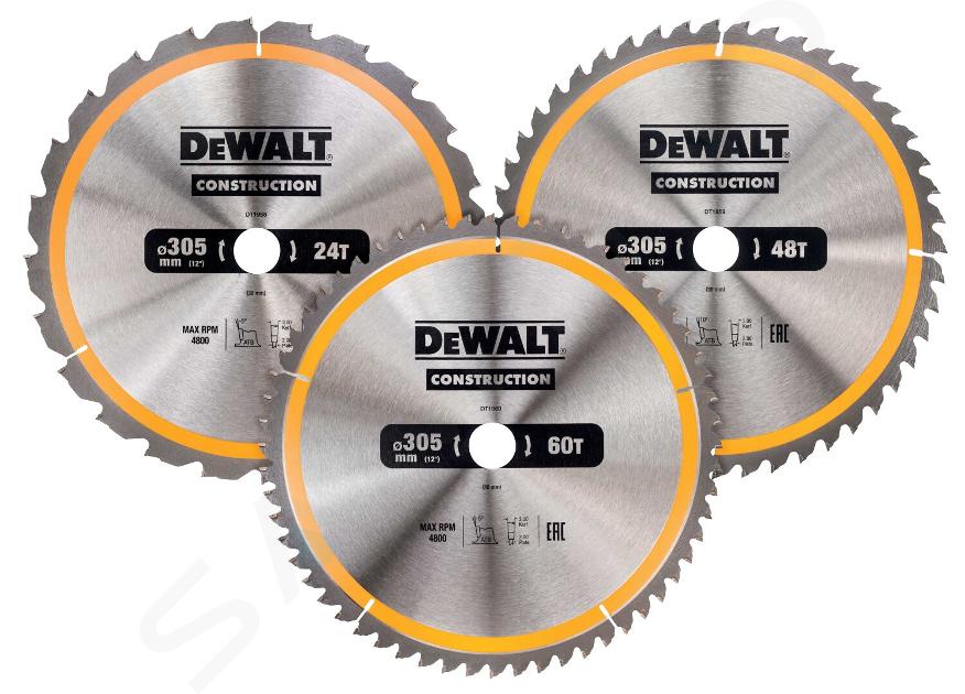 DeWALT Příslušenství - 3dílná sada pilových kotoučů na dřevo 305x30 mm DT1964