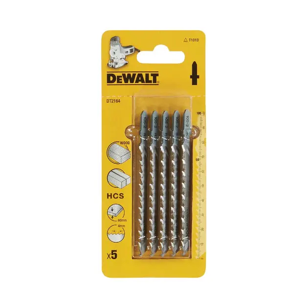Levně DeWALT Příslušenství - Sada pilových plátků na dřevo a plast, délka 10 cm, 5 ks DT2164