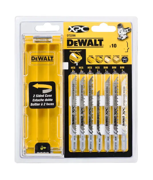 Levně DeWALT Příslušenství - 10dílná sada pilových plátků na dřevo DT2296