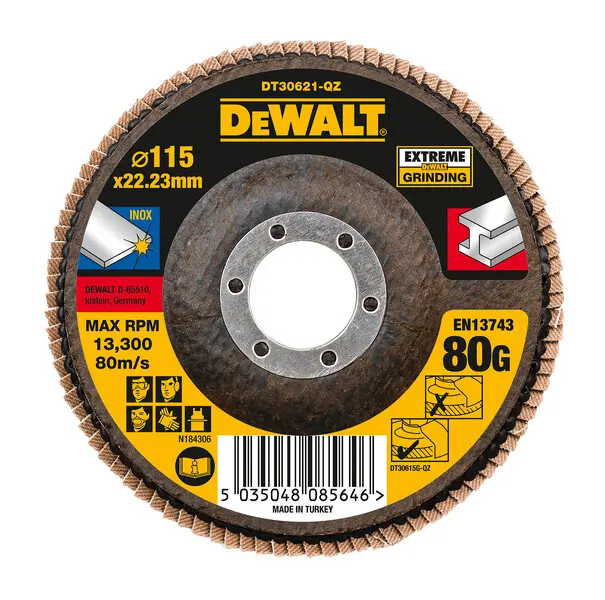Levně DeWALT Příslušenství - Lamelový brusný kotouč, P80, průměr 115 mm DT30621