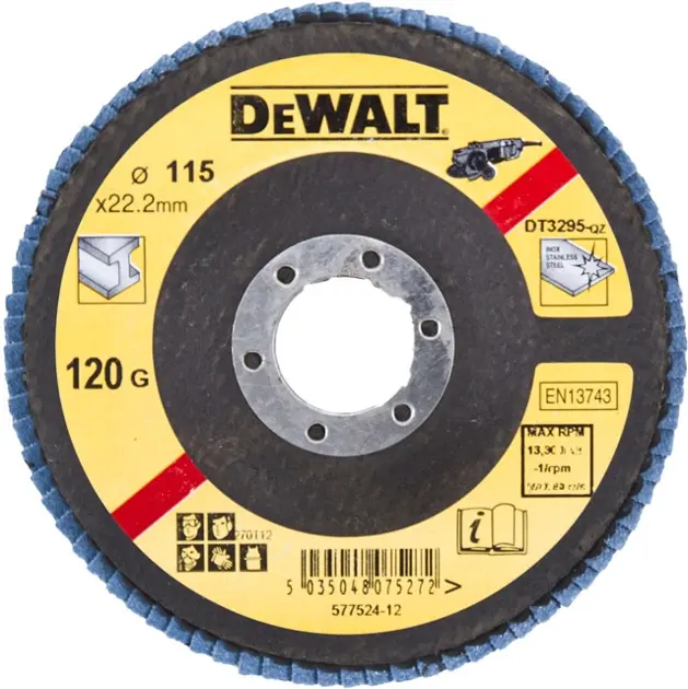 Levně DeWALT Příslušenství - Lamelový brusný kotouč, P120, průměr 115 mm DT3295