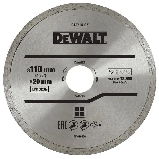 DeWALT Accesorios - Disco diamantado para cortar azulejos 110x20 mm DT3714