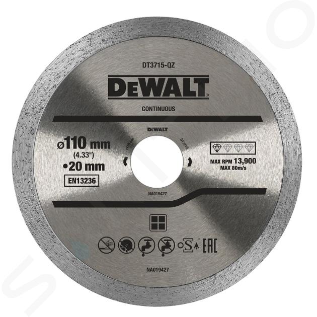 DeWALT Zubehör - Diamanttrennscheibe Marmor, Porzellan und Granit 110x20 mm DT3715