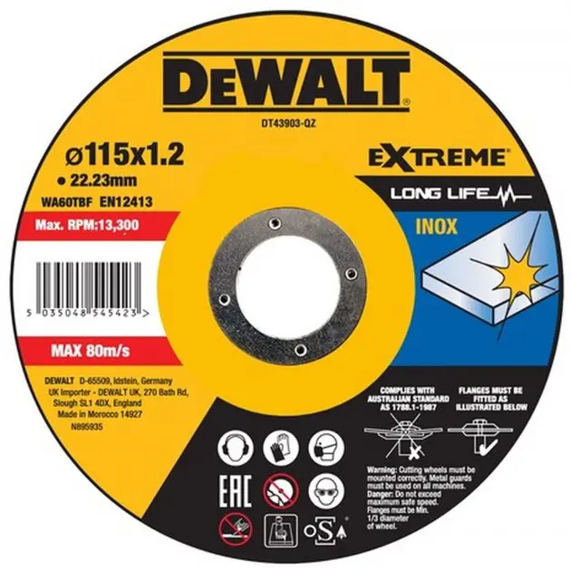 DeWALT Accessoires - Lame circulaire pour acier inoxydable 115x22,2 mm DT43903