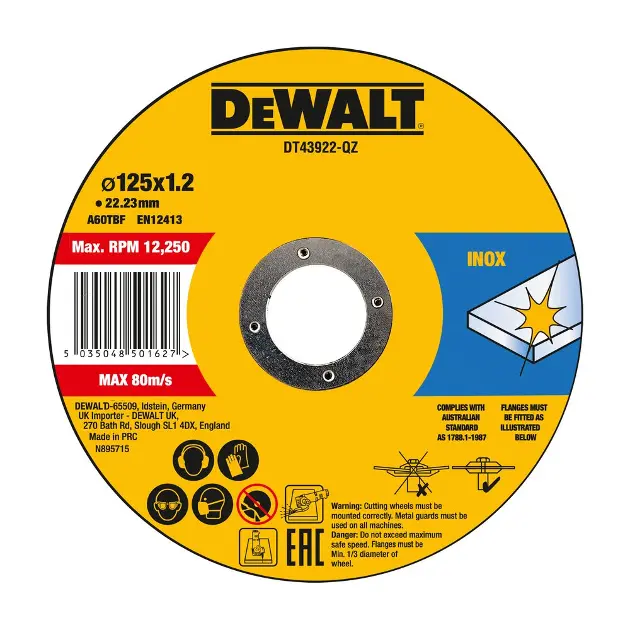Levně DeWALT Příslušenství - Sada řezných kotoučů na nerez, 125x1,2 mm, 10 ks DT43922
