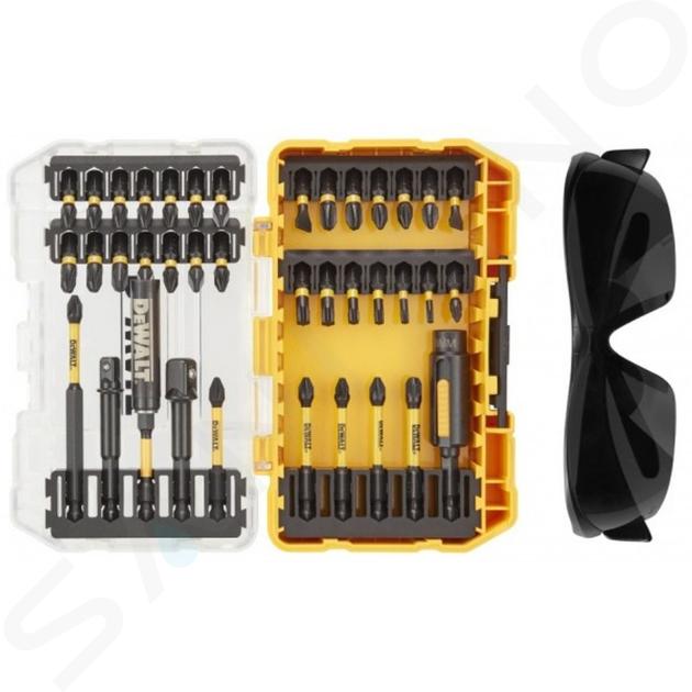 DeWALT Akcesoria - 38-częściowy zestaw bitów i nasadek, okulary ochronne DT70740T
