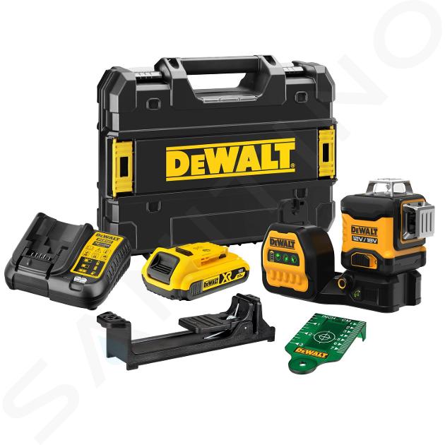 DeWALT Príslušenstvo - 12/18V AKU zelený krížový laser, 1x aku 2,0 Ah XR, nabíjačka DCE089D1G18