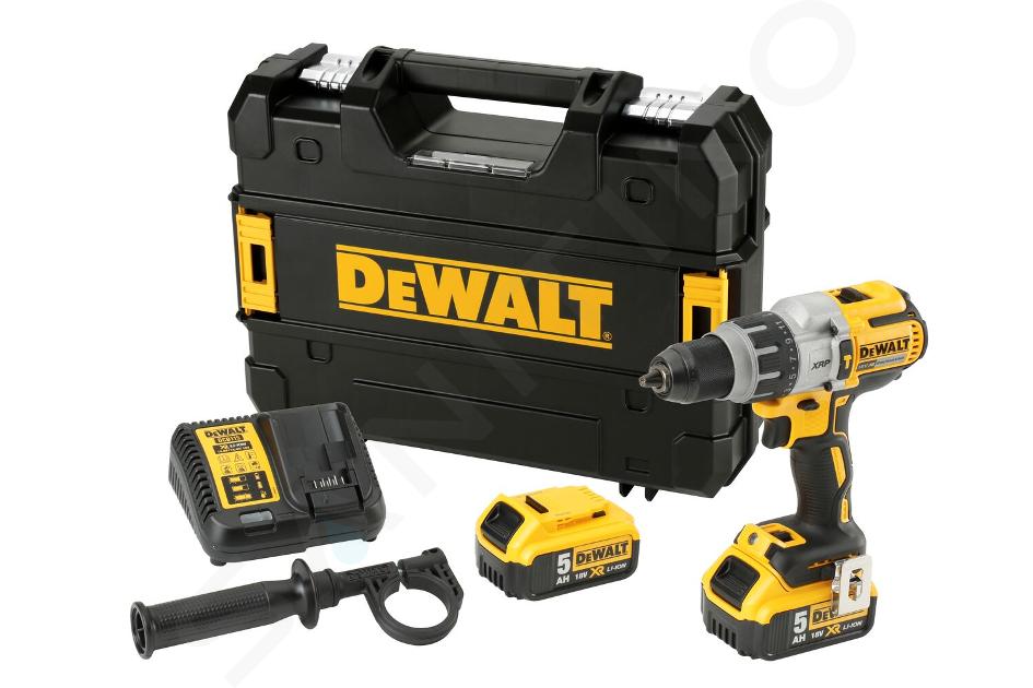 DeWALT Outillage - Perceuse-visseuse à percussion sans fil 18V, 2 batteries 5,0 Ah Li-lon, chargeur DCD996P2