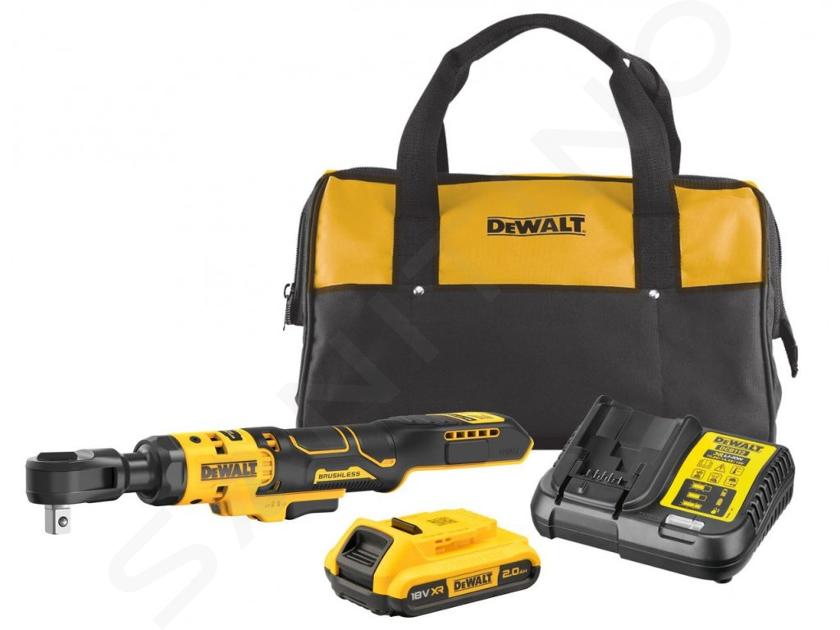 DeWALT Narzędzia - 18V AKU grzechotka, 1x akumulator 2,0 Ah XR, ładowarka DCF512D1