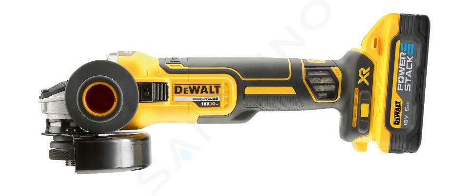 DeWALT Narzędzia - 18V AKU szlifierka kątowa 125 mm, 2x akumulator 5,0 Ah POWERSTACK, ładowarka DCG405H2T