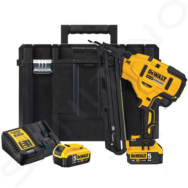 DeWALT Unelte - Pistol pentru cuie 32-63 mm pe acumulator de 18V, 2x acumulator 5,0 Ah XR, încărcător DCN650P2