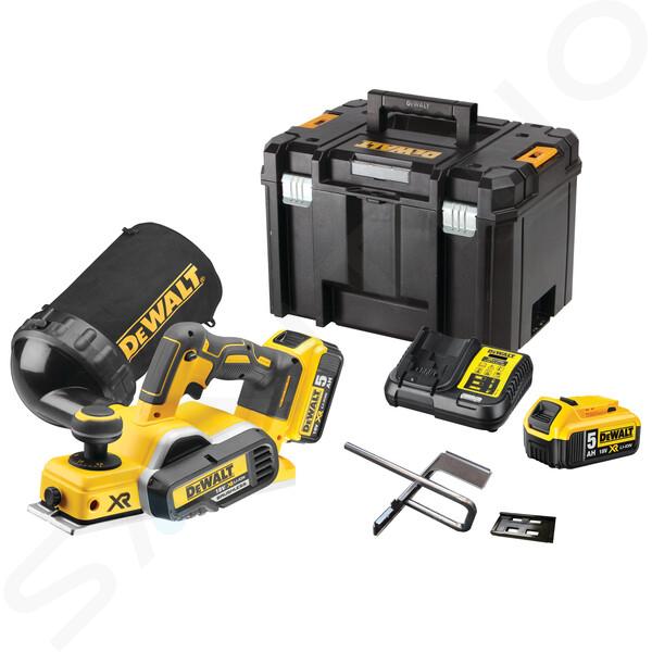 DeWALT Unelte - Mașină de rindeluit  pe acumulator 18V 82 mm, 2x baterie 5,0 Ah XR, încărcător DCP580P2