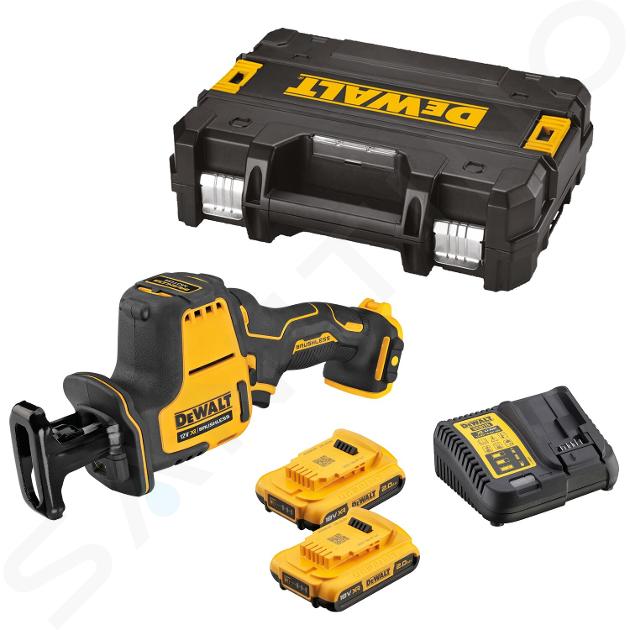 DeWALT Herramientas - Sierra de sable 12V AKU, 2x batería 2,0 Ah XR, cargador DCS312D2