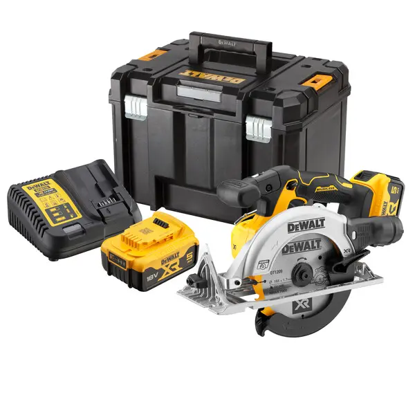 DeWALT Eszközök - 18V AKU körfűrész 165 mm, 2x akkumulátor 5,0 Ah XR, töltő DCS565P2