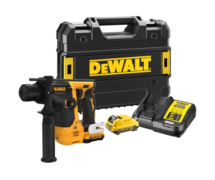 DeWALT Utensili - Martello combinato SDS Plus batteria 12V, 2 batterie XR 3,0 Ah, caricabatteria DCH072L2