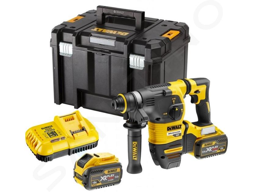 DeWALT Utensili - Martello combinato SDS Plus a batteria 54V, 2 batterie FLEXVOLT da 9,0 Ah, caricabatteria DCH333X2